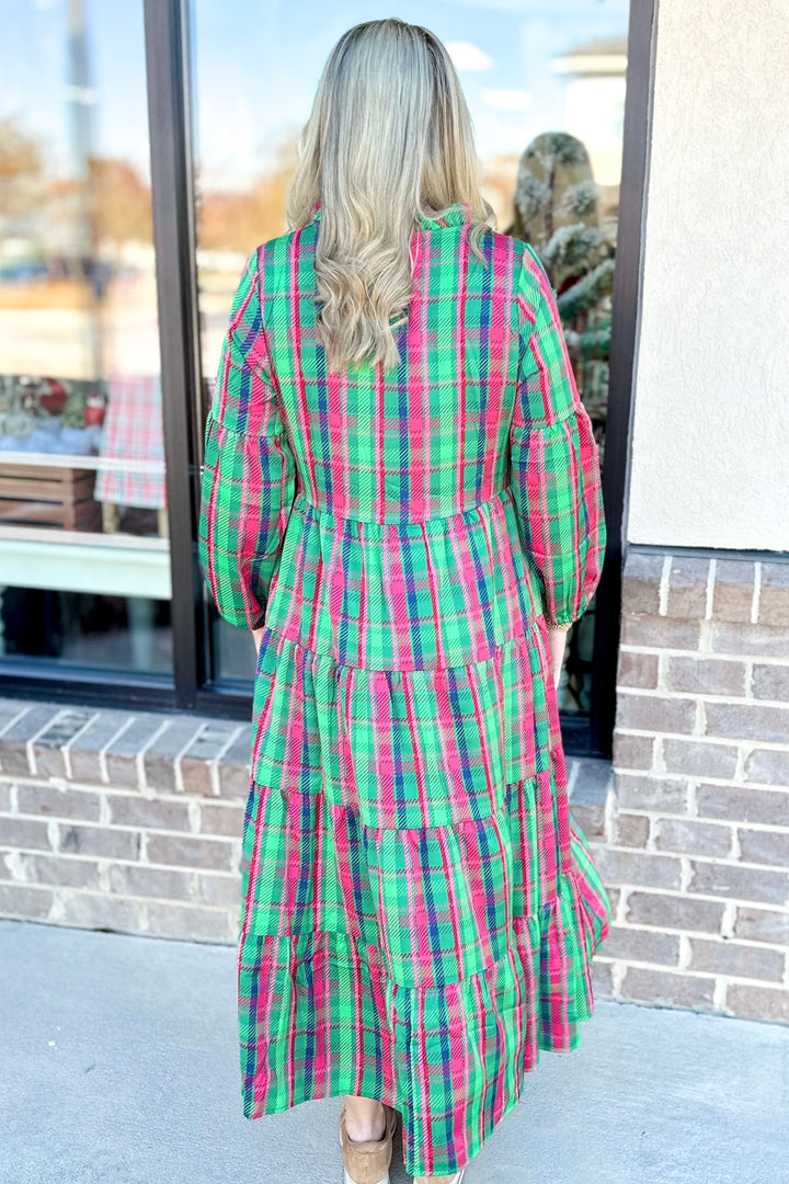 GREEN PLAID ABOUT YOU CHRISTINA DRESS