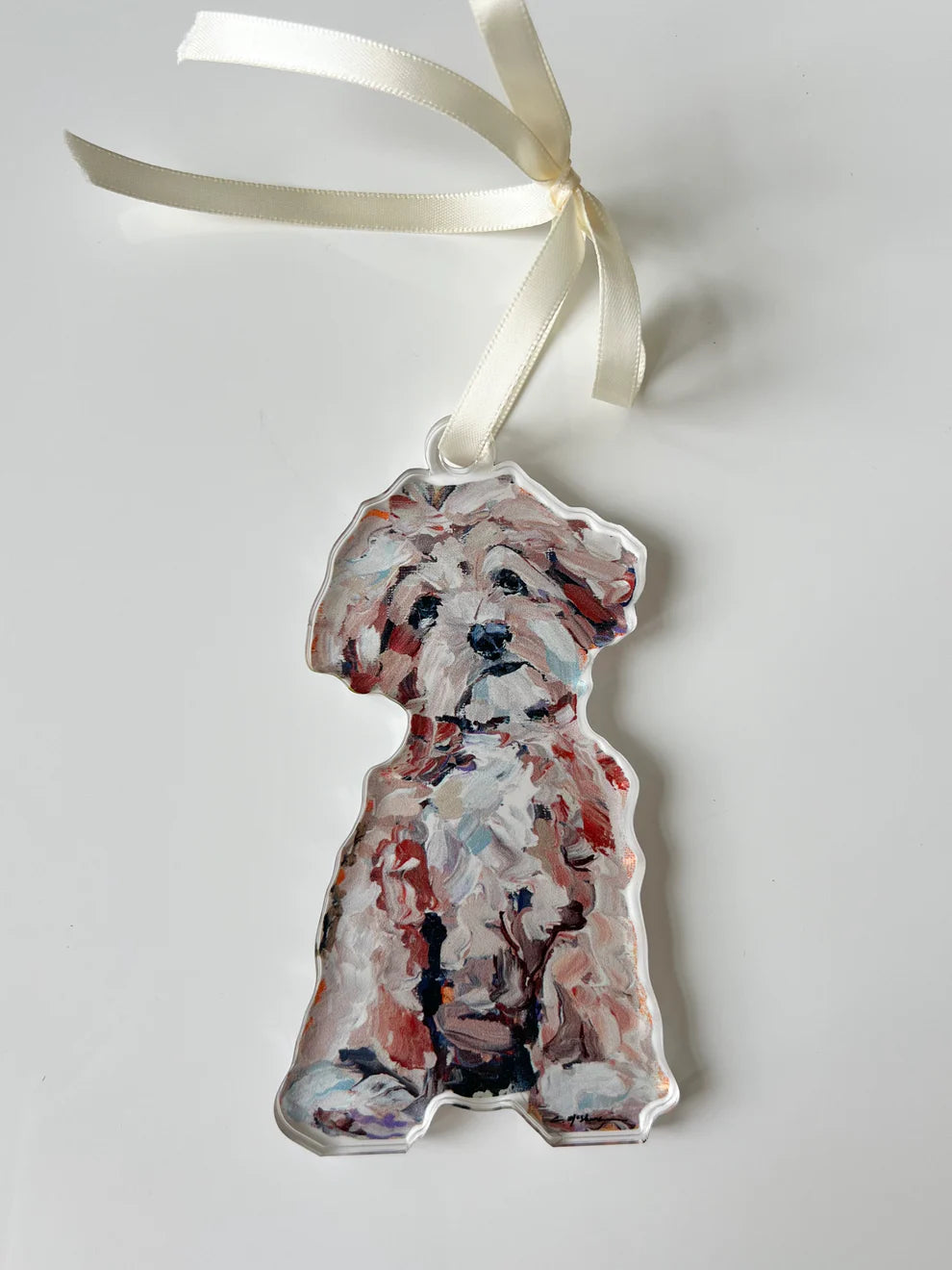 MALTIPOO APRICOT ACRYLIC ORNAMENT
