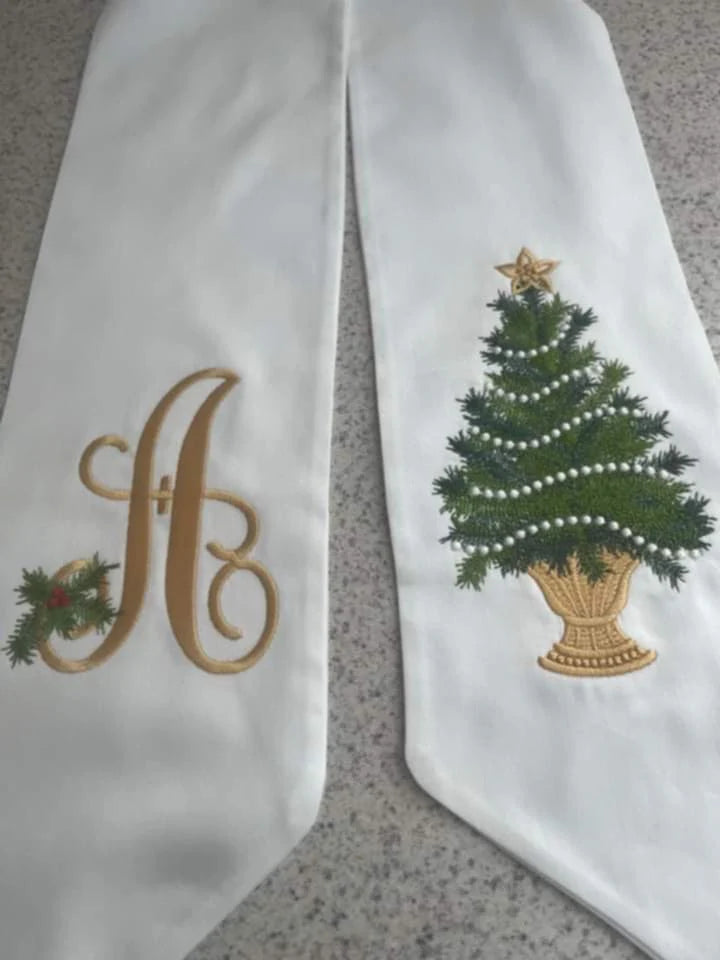 WHITE SATEEN WREATH SASH