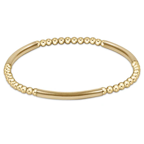 BLISS BAR GOLD PATTERN 3MM BEAD BRACELET - GOLD