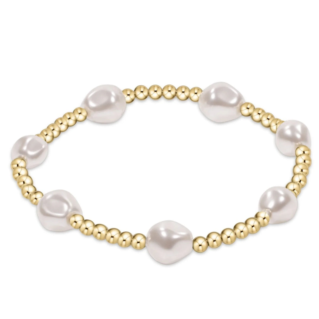 ADMIRE GOLD 3MM BEAD BRACELET, PEARL