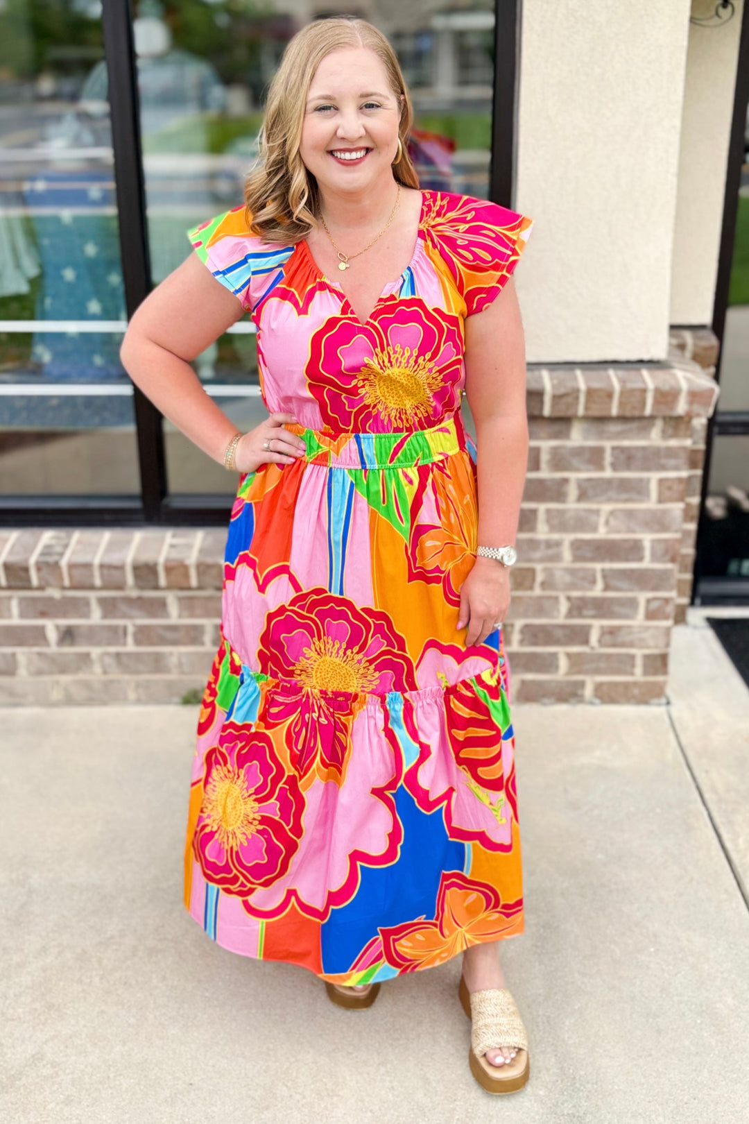 BIG FLORALS ARIA DRESS