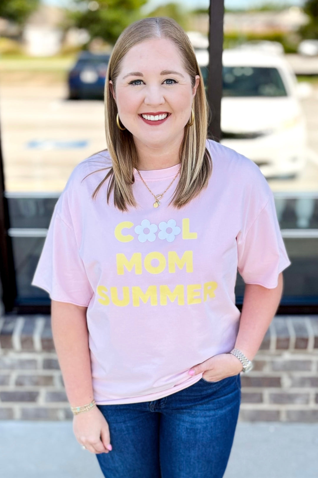 COOL MOM SUMMER RELAXED PINK TEE