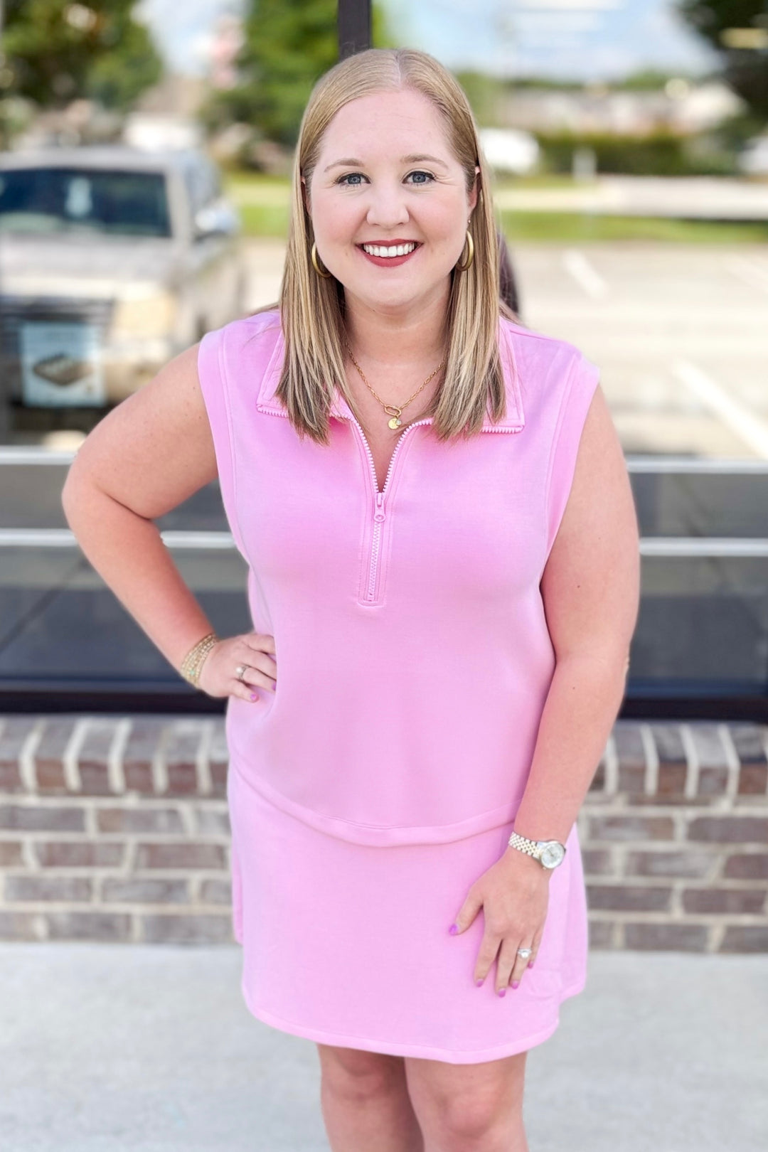 PINK ZIP TANK & SKORT SET