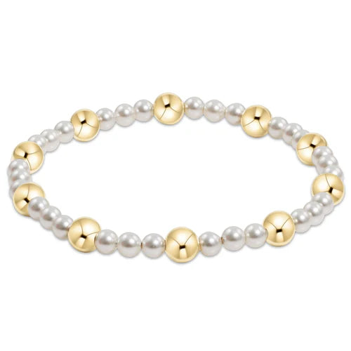 PEARL SINCERITY PATTERN 4MM BEAD BRACELET - 6MM GOLD