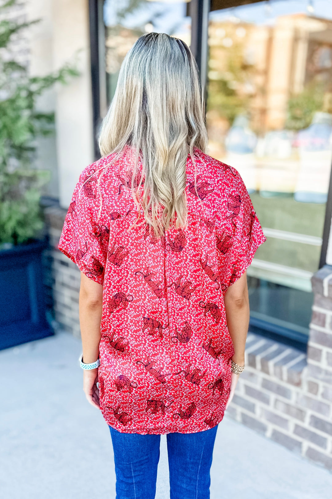 RED LEOPARD VNECK TUNIC