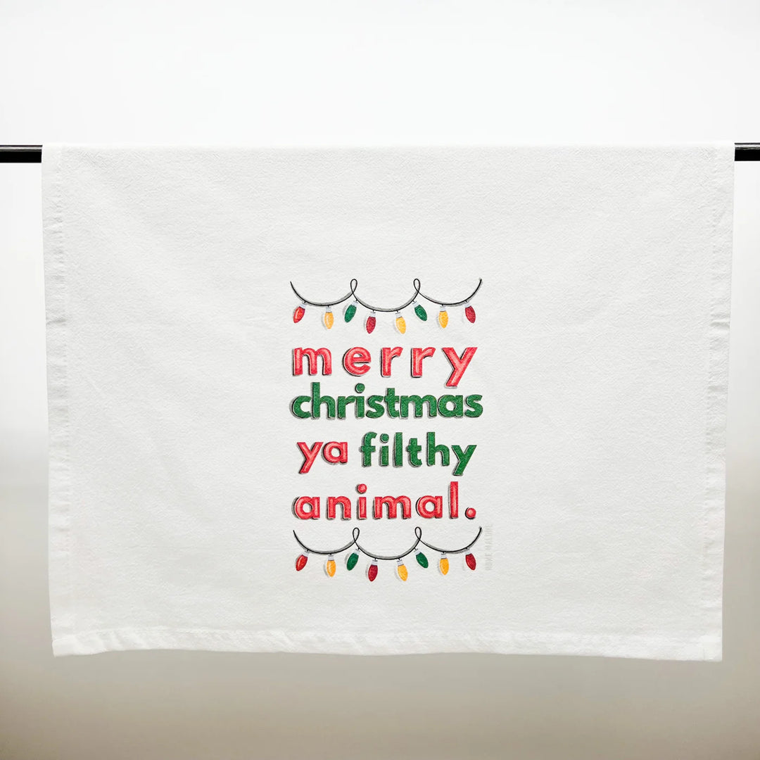 FILTHY ANIMAL HOLIDAY PHRASE TEA TOWEL