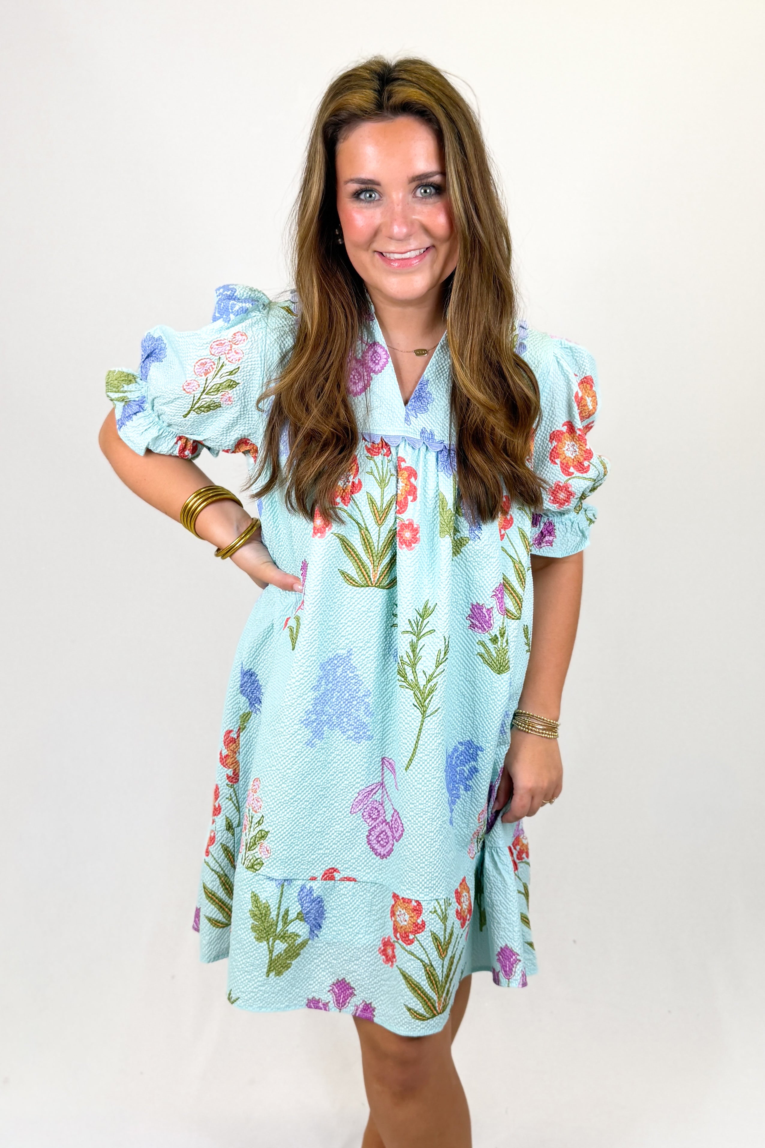 aqua embroidered scallop trim dress SEAFOAM FLORAL VNECK – Walker Boutique Disable BAS Timberland 6
