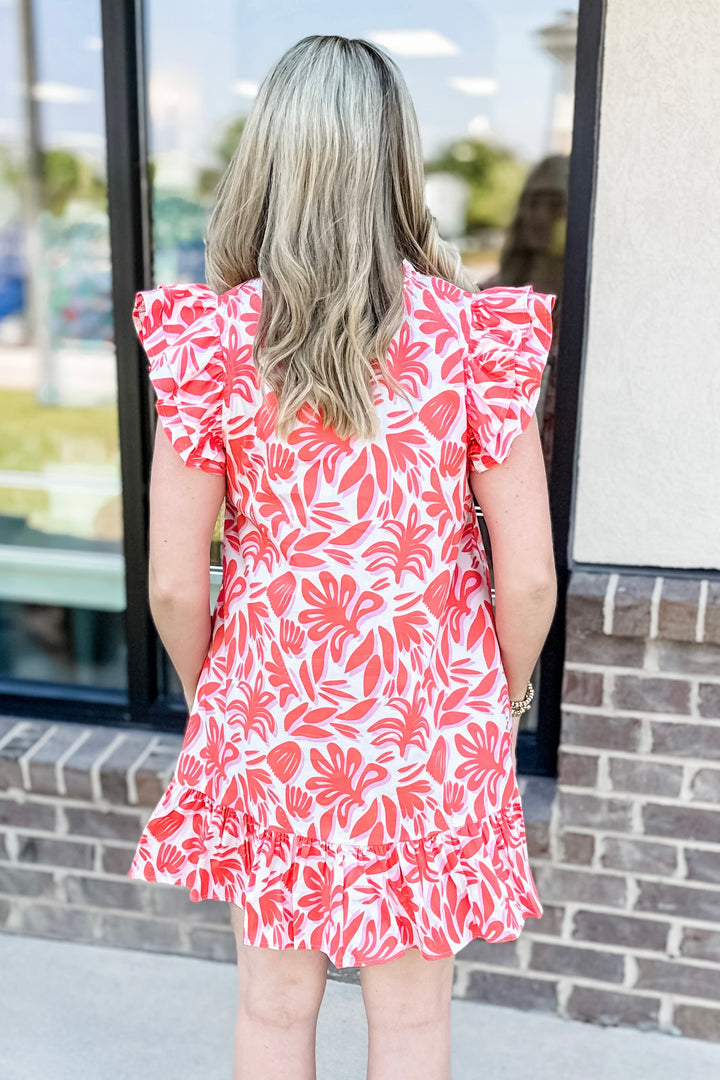 CORAL SPRING IT ON ABBY DRESS