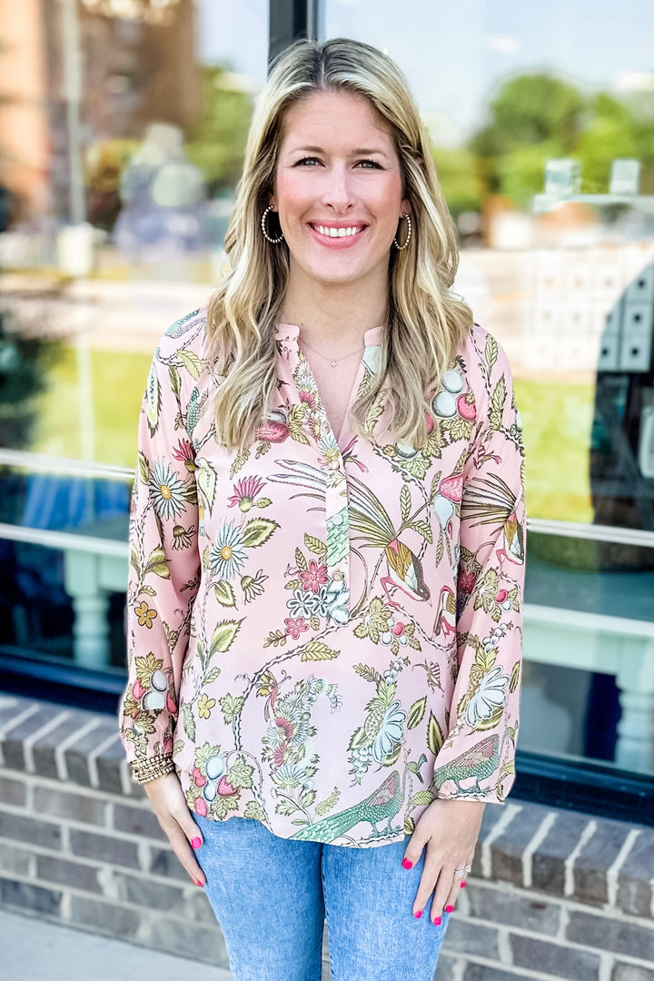 SPARTINA: CORA SILK BLOUSE | SUGAR MILL PEACOCK PINK