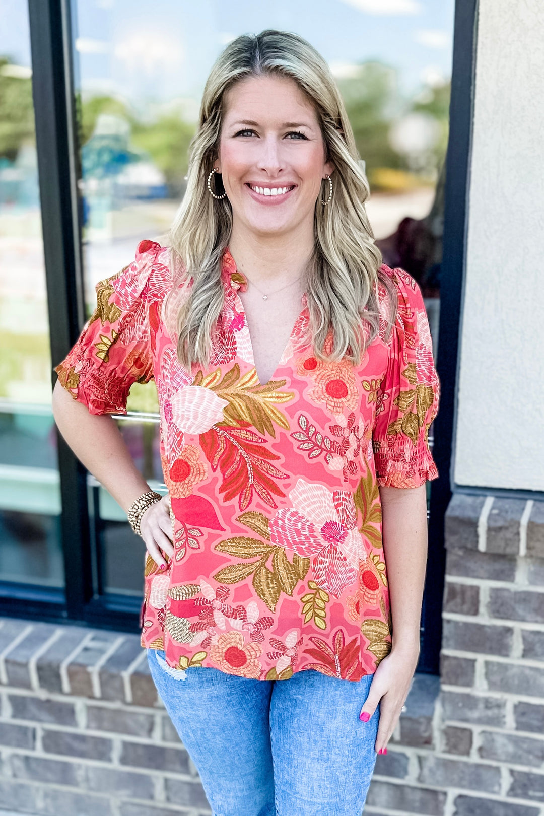 SPARTINA: EIRINE BLOUSE | CALLAWASSIE FLOWERS PINK