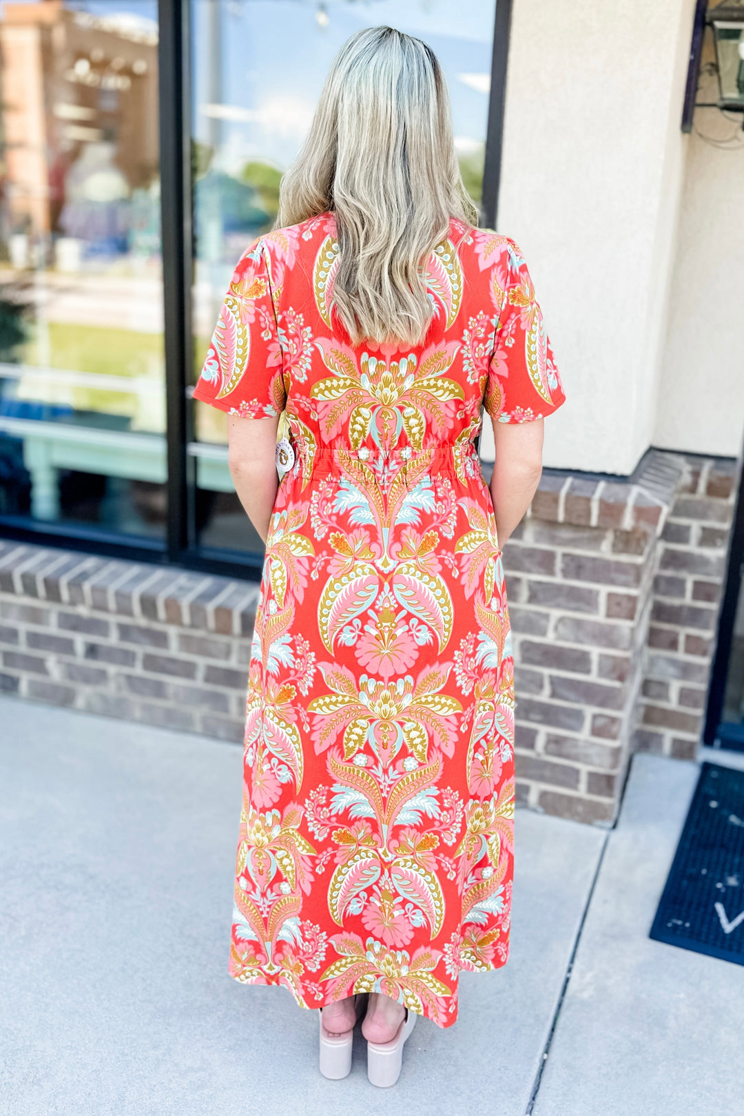 SPARTINA: LEA MIDI DRESS | RIVER CLUB DAMASK RED