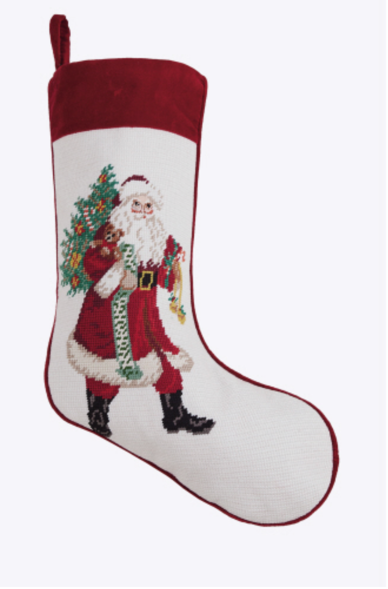 JINGLE CLAUS NEEDLEPOINT STOCKING