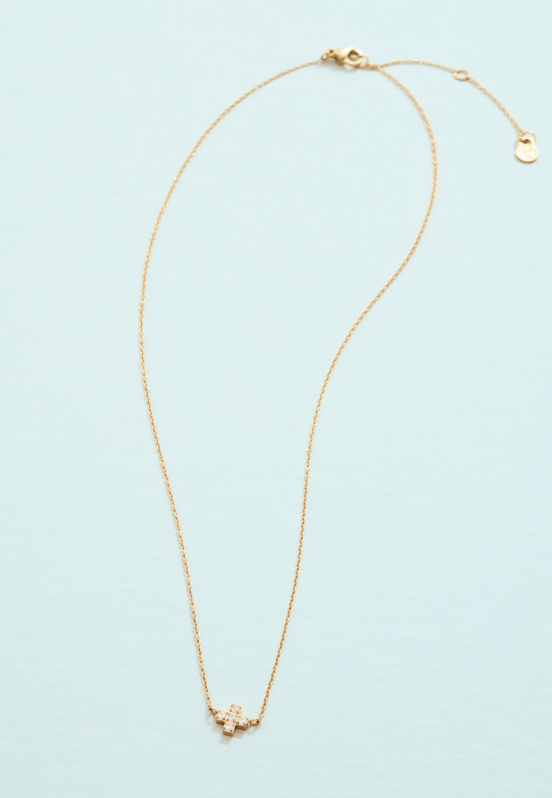 CRYSTAL MINI CROSS NECKLACE 16"