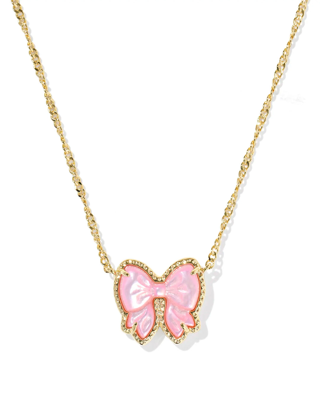 HAILEY BOW SHORT PENDANT NECKLACE, GOLD BLUSH IVORY MOTHER OF PEARL