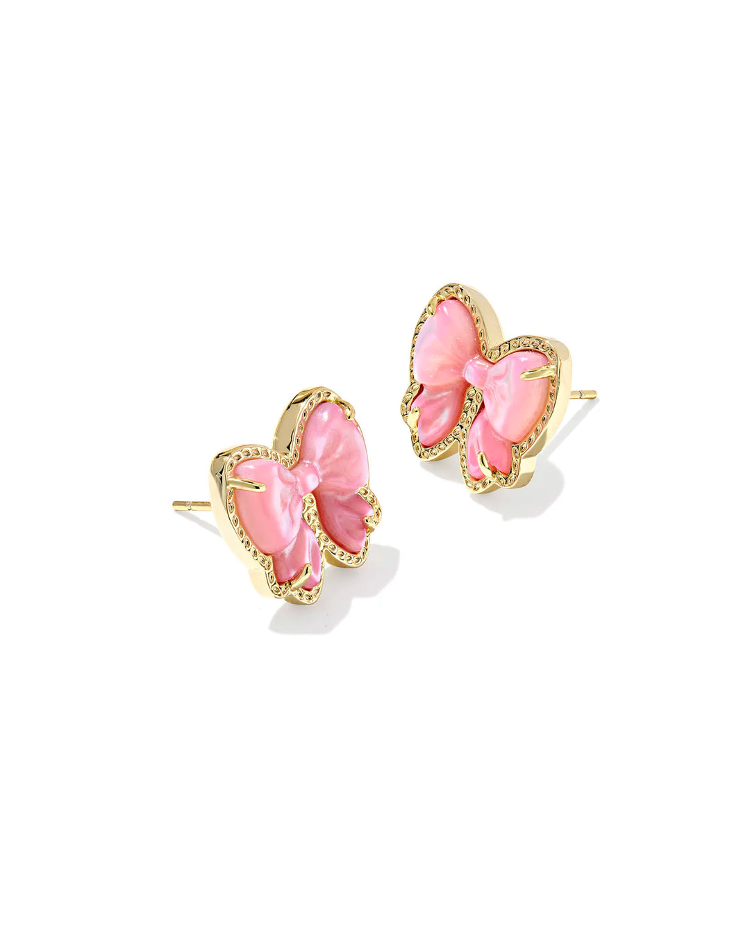 HAILEY BOW STUD EARRINGS, GOLD BLUSH IVORY MOTHER OF PEARL