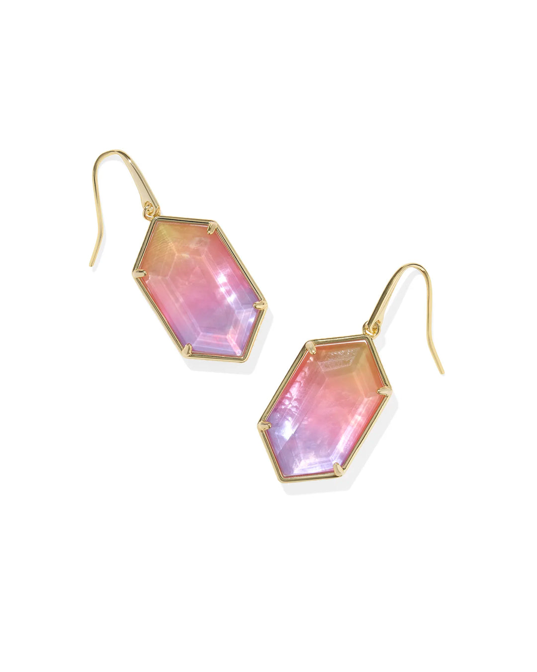 HALLIE DROP EARRINGS, GOLD SUNRISE WATERCOLOR ILLUSION