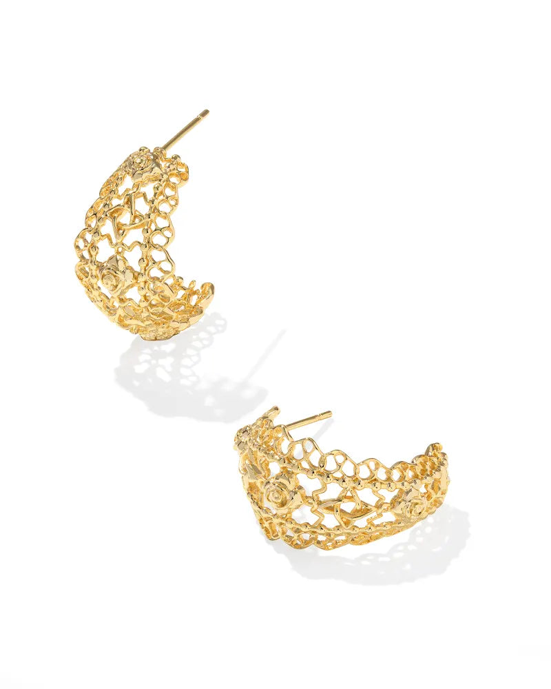 KRISTA LACE HUGGIE EARRINGS, GOLD