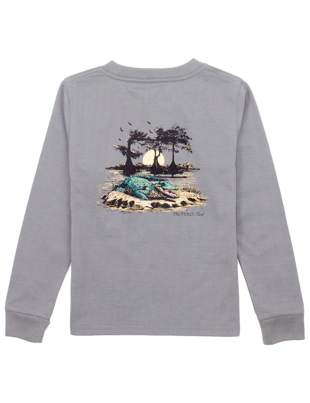BAYOU GATOR BATTLESHIP GREY LONG SLEEVE TEE