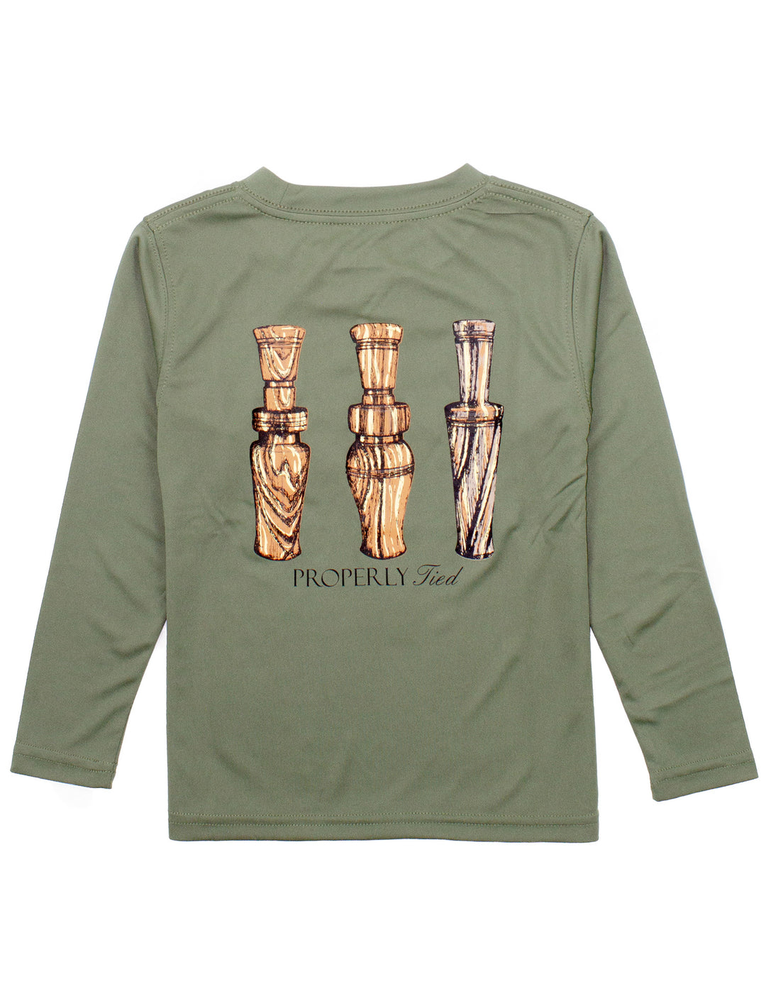 DUCK CALLS OLIVE PERFORMANCE LONG SLEEVE TEE