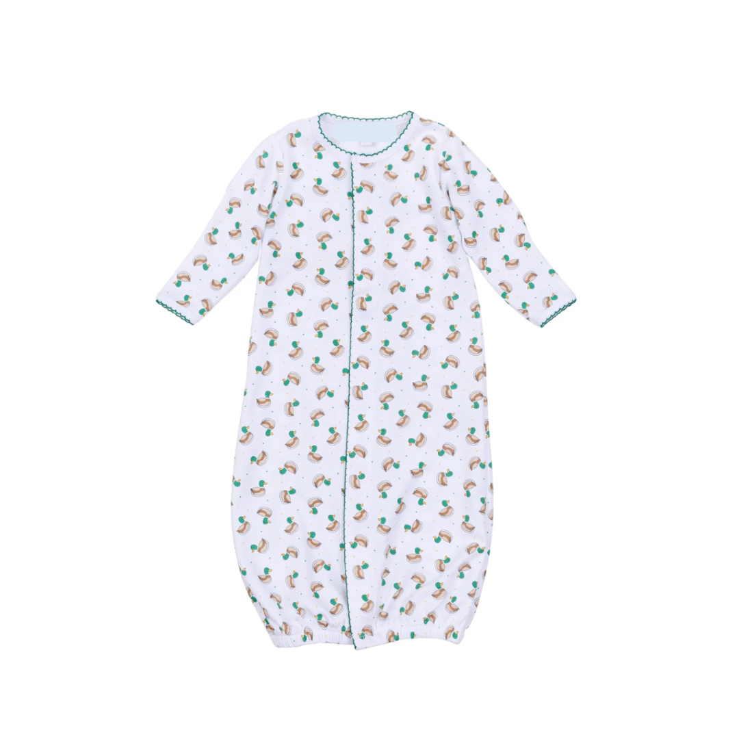 Mini Mallard Print Baby Converter Gown – Soft Bamboo Newborn Sleepwear with Mallard Duck Design