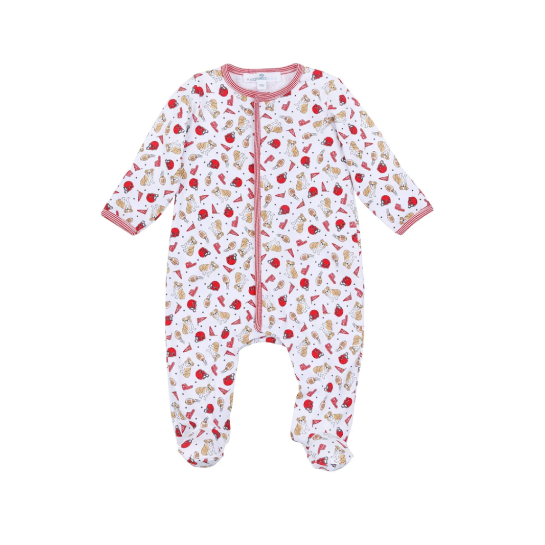 GO DAWGS! PRINTED ZIPPER FOOTIE