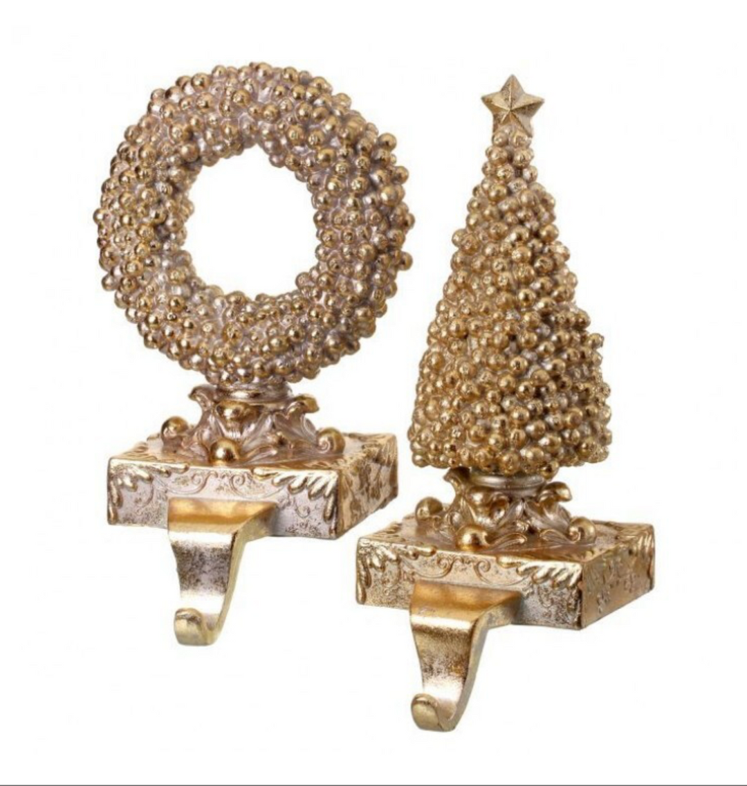 CHAMPAGNE GILDED BERRY TREE OR WREATH STOCKING HOLDER