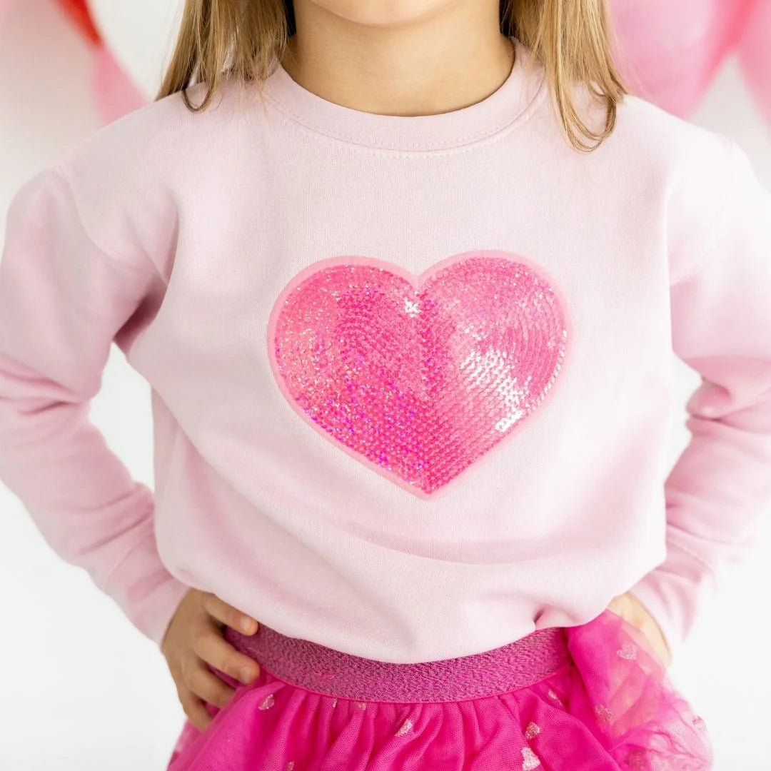 HEART SEQUIN PATCH VALENTINE'S SWEATSHIRT