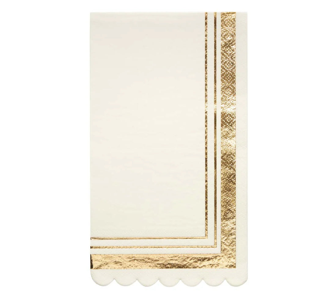 GOLD & WHITE SCALLOP GUEST TOWEL