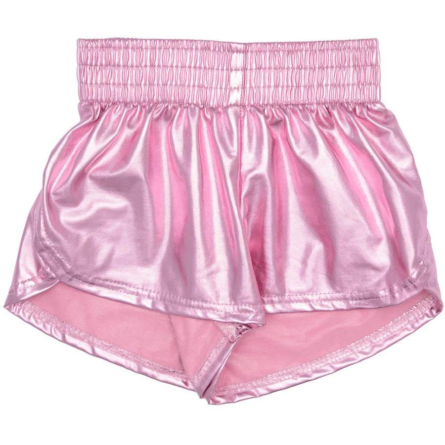 METALLIC LIGHT PINK STEPH SHORTS