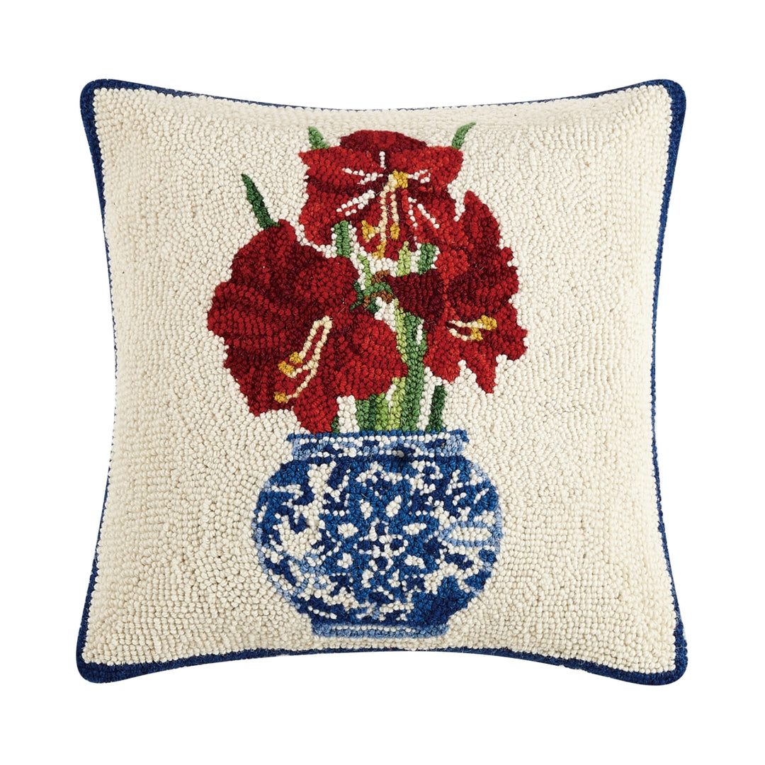 HOLIDAY CHINOISERIE AMARYLLIS HOOK PILLOW