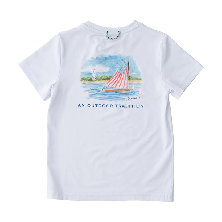 AMERICAN FLAG WHITE PERFORMANCE TEE