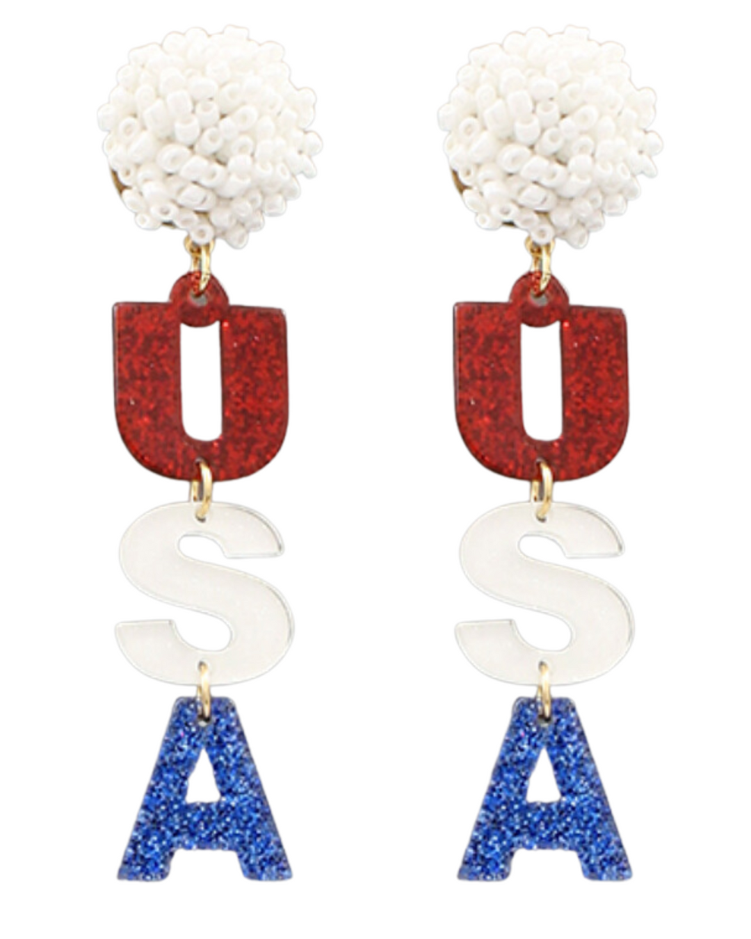 USA ACRYLIC GLITTER EARRINGS
