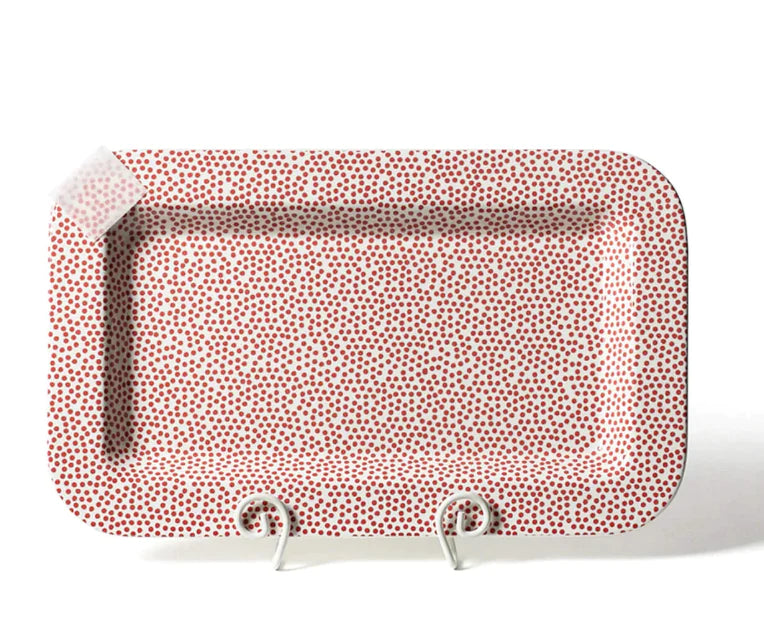 RED SMALL DOT MINI ENTERTAINING RECTANGLE PLATTER