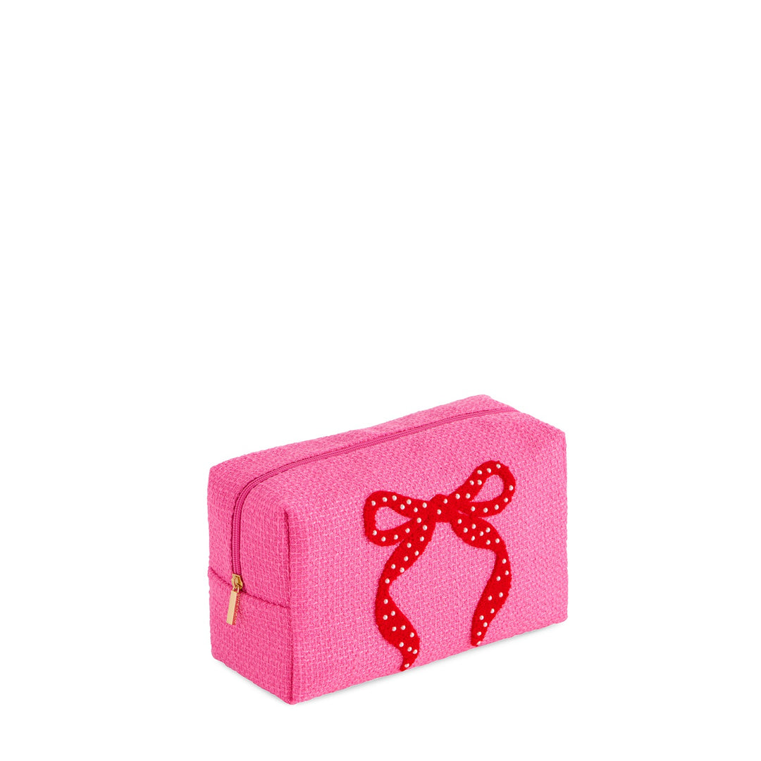 PINK MARA BOW LARGE ZIP POUCH