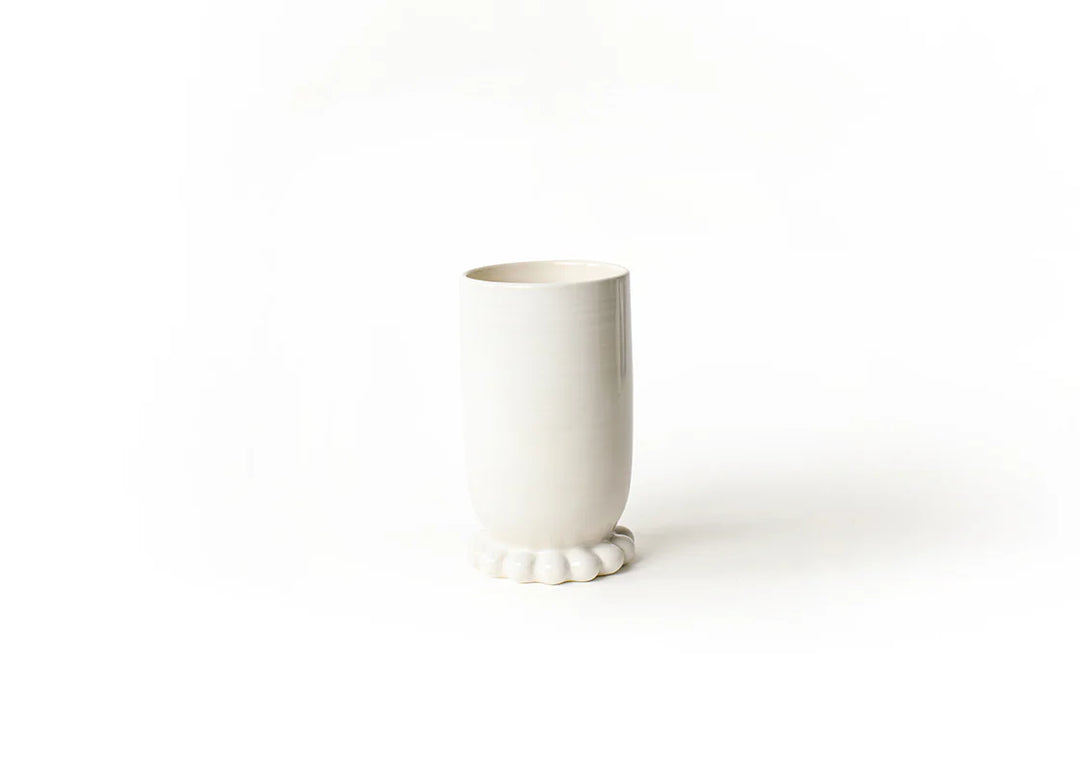 WHITE SIGNATURE MEDIUM CYLINDER VASE WITH KNOBBED FOOT