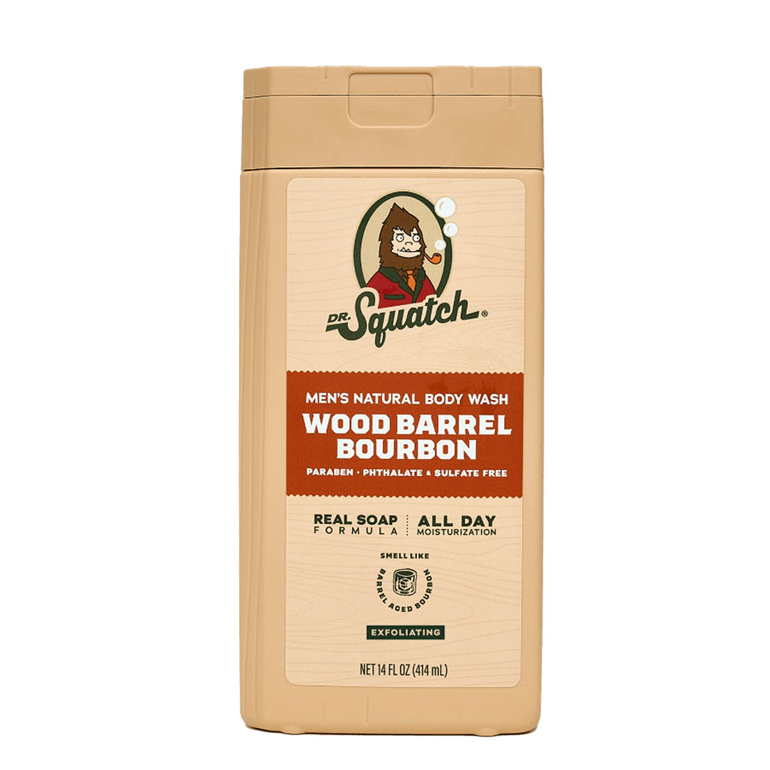 WOOD BARREL BOURBON EXFOLIATING BODY WASH