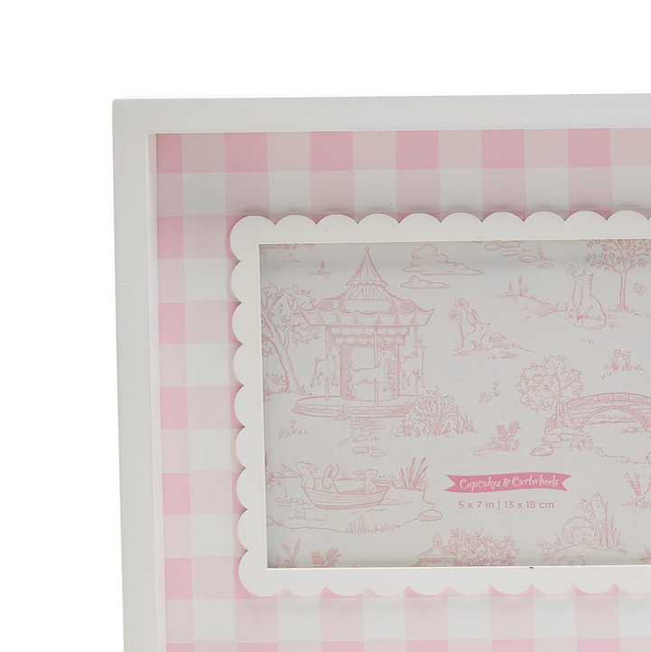 PINK GINGHAM SCALLOPED PHOTO FRAME