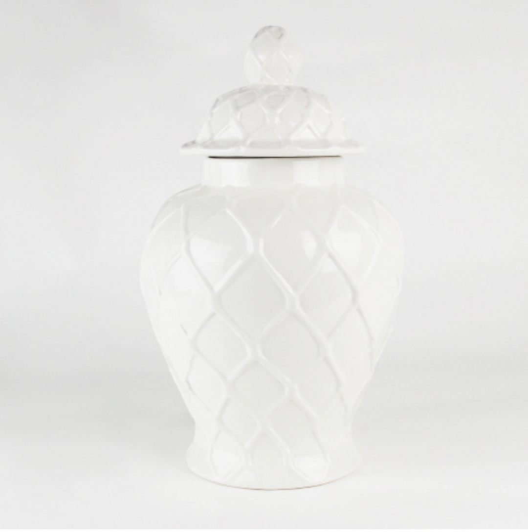 WHITE TEXTURED EXTRA LARGE GINGER JAR