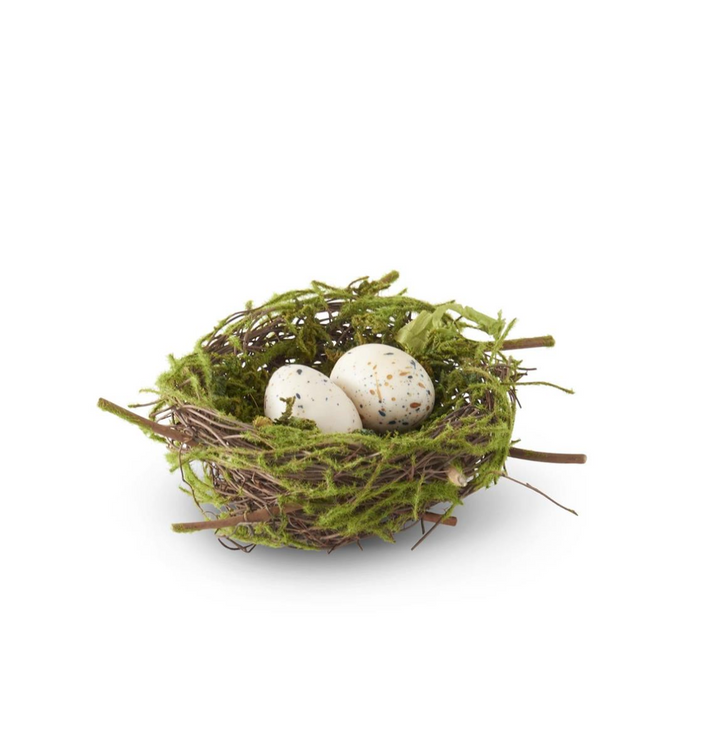 TWIG BIRD NEST WITH 2 EGGS