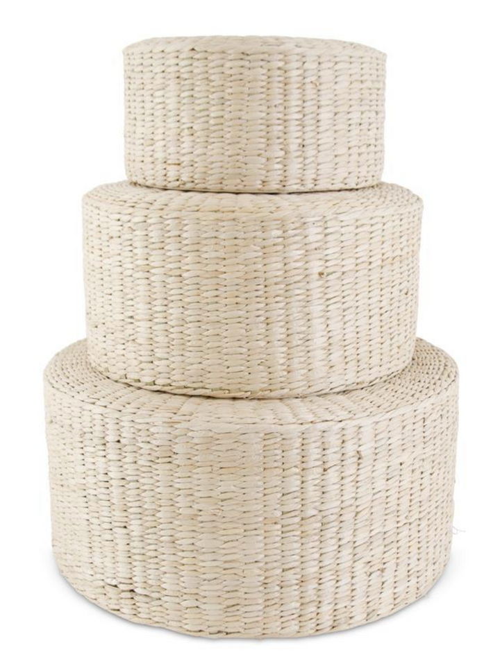 ROUND NATURAL RATTAN GRASS STOOL