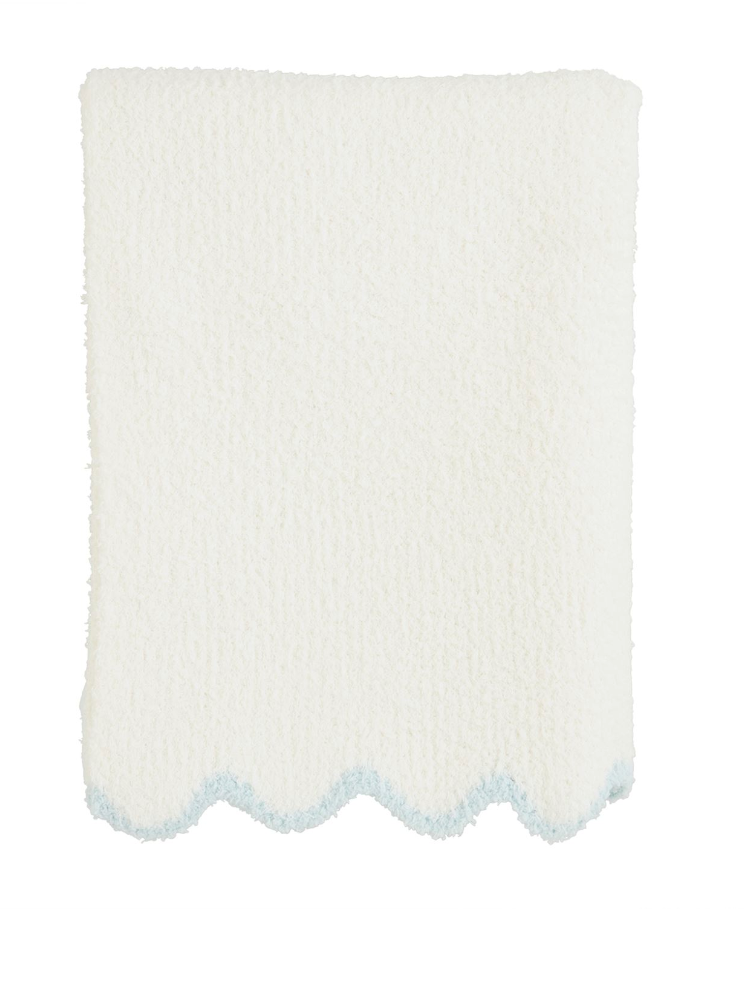 BLUE TRIM SCALLOP CHENILLE BLANKET
