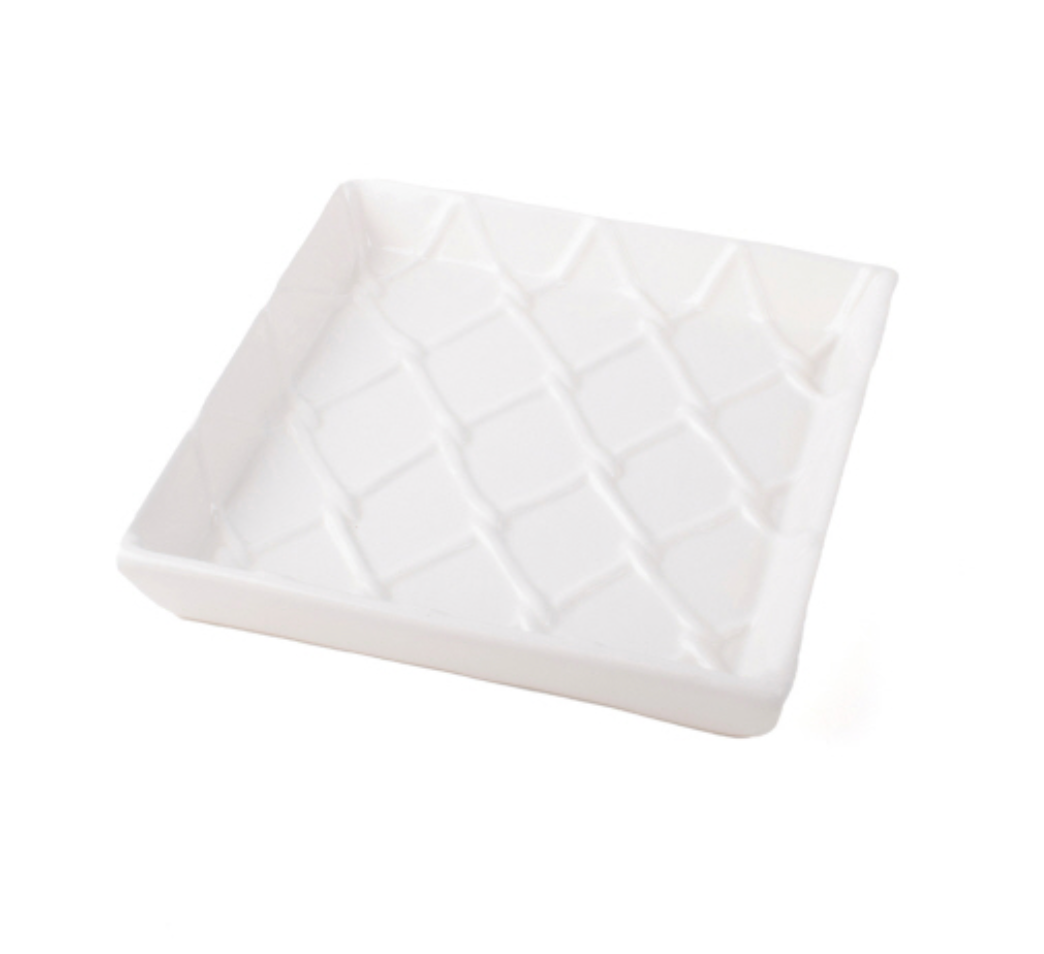 WHITE TEXTURED COCKTAIL NAPKIN TRAY
