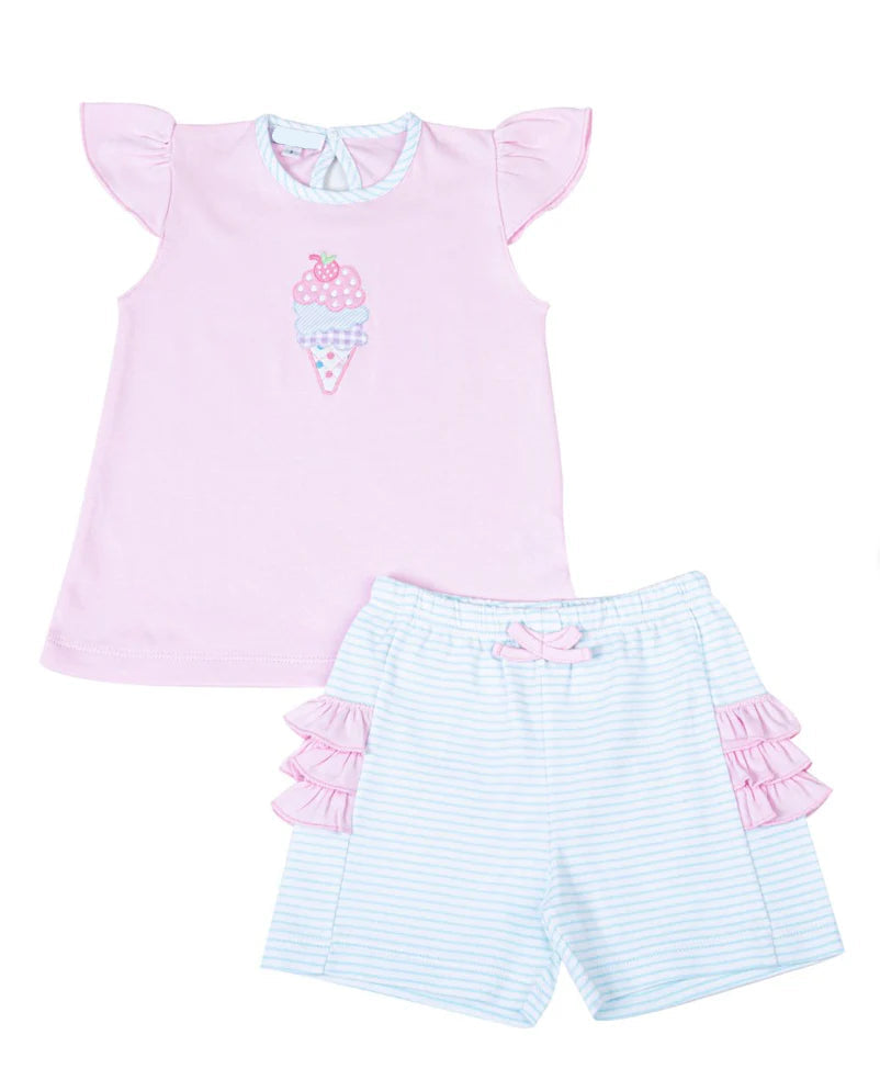 SCOOPS OF FUN APPLIQUE RUFFLE FLUTTERS SHORT SET