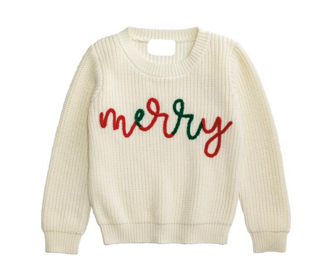 Merry Cotton Yarn Sweater – Classic Holiday Knit Sweater for Kids | Walker Boutique