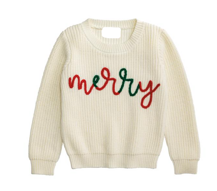 Merry Cotton Yarn Sweater – Classic Holiday Knit Sweater for Kids | Walker Boutique