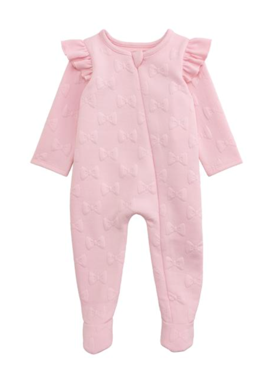 Pink Quilted Bow Footie – Soft Baby Girl Quilted One-Piece Pajamas | Walker Boutique