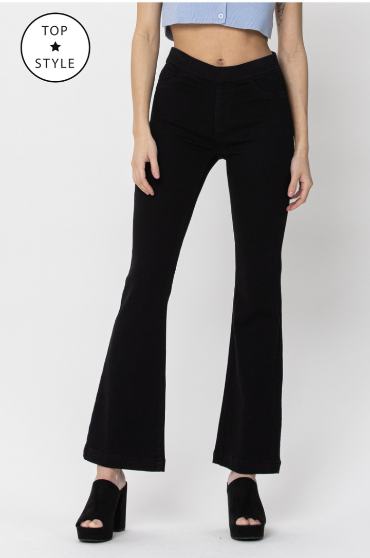 BLACK MID RISE FLARE JEGGING 30"