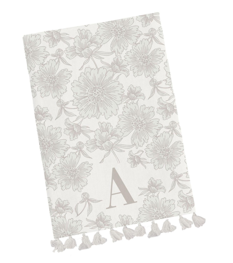 FLORAL INITIAL TEA TOWEL
