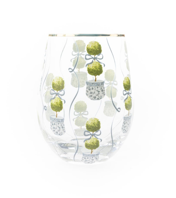 TOPIARY PATTERN STEMLESS WINE GLASS